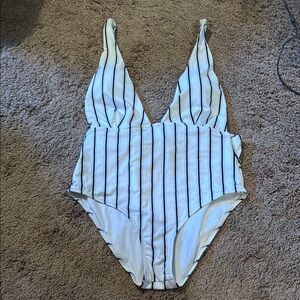Cupshe White and Black Striped One Piece Swimsuit